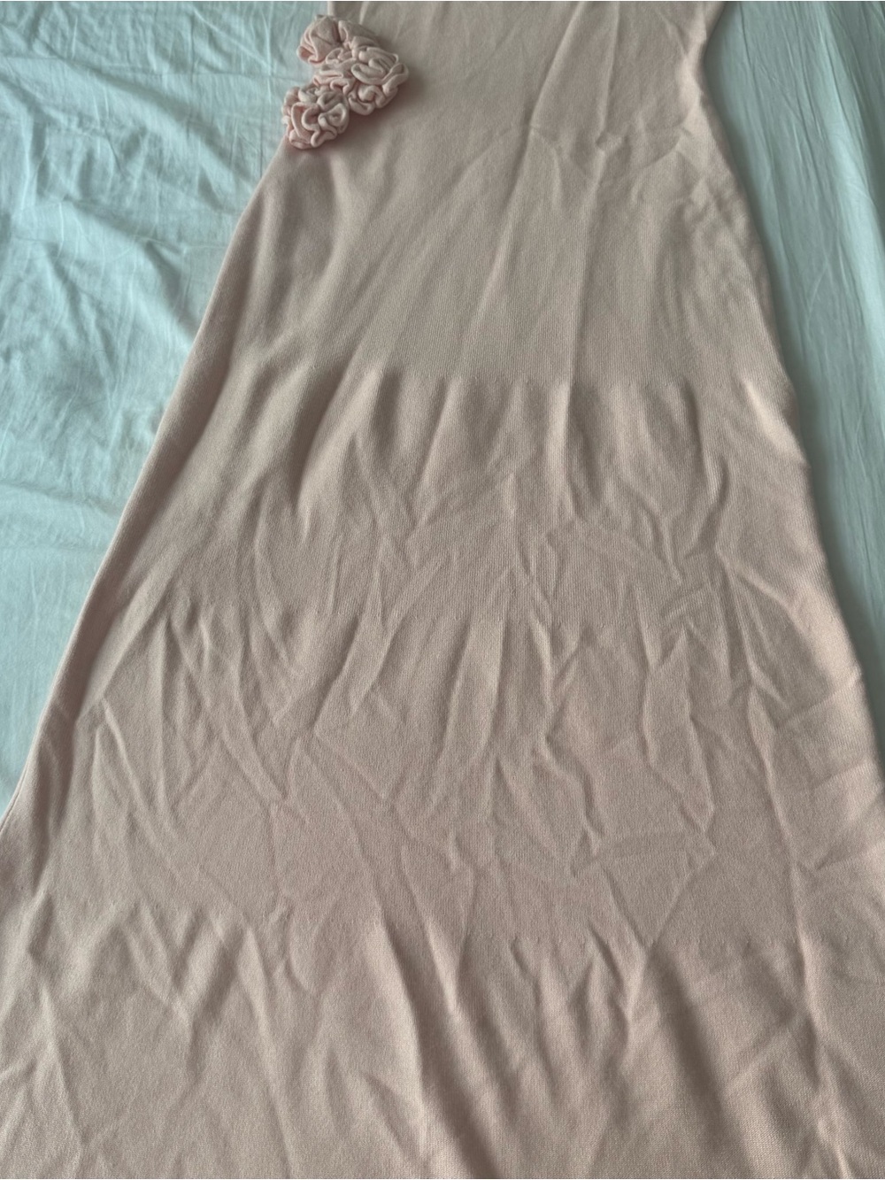 Meshki Paloma One Shoulder Knit Maxi Dress With Flowers - Baby Pink - Picture 8 of 13